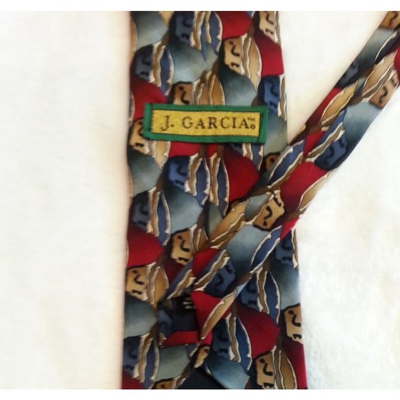 J. Garcia Men's Neck tie Silk abstract red gray brown - Picture 3 of 8
